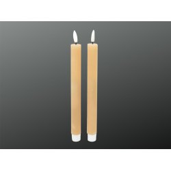 LED Rustik Kronelys <br><br> 2 stk m. timer <br><br> kaffe / lysebrun <br><br> h 22 cm <br><br>  