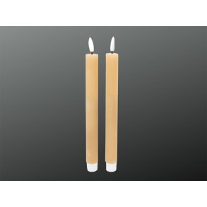 LED Rustik Kronelys <br><br> 2 stk m. timer <br><br> kaffe / lysebrun <br><br> h 22 cm <br><br>  