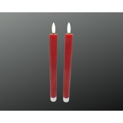 LED Rustik Kronelys <br><br> 2 stk m. timer <br><br> rd <br><br> h 22 cm <br><br> 