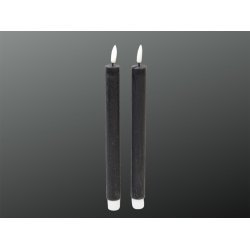 LED Rustik Kronelys <br><br> 2 stk m. timer <br><br> sort <br><br> h 22 cm <br><br> 