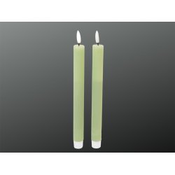 LED Rustik Kronelys <br><br> 2 stk m. timer <br><br> stvgrn <br><br> h 22 cm <br><br>