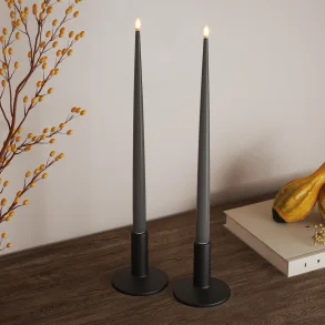 LED stagelys med lak <br><br> Gr� <br><br>  2 stk. m. timer <br><br> h 38 cm<br><br>