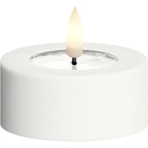 Udend�rs LED Fyrfadslys <br>  2 stk. <br><br> hvid <br><br> m. timer <br><br> � 6,5 cm