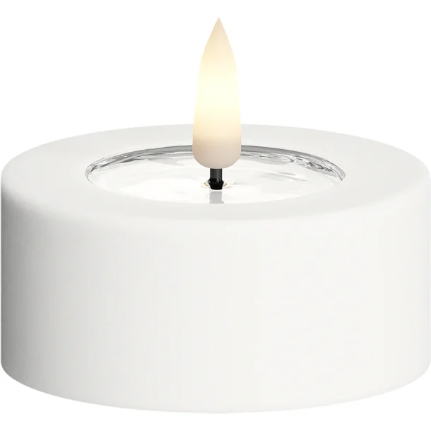 Udend�rs LED Fyrfadslys <br>  2 stk. <br><br> hvid <br><br> m. timer <br><br> � 6,5 cm