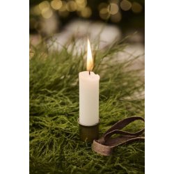 Lysspyd kort <br><br> med dobbelt spyd <br><br> til bedelys <br><br> messing look <br><br>