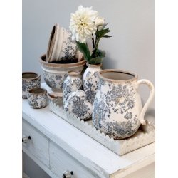 Melun keramik flaske/vase <br><br> m. fransk m�nster <br><br> stor <br><br>