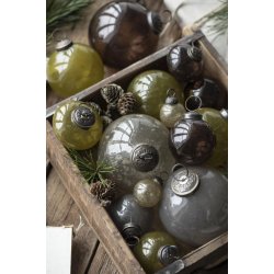 Julekugle <br><br>  9,5 cm <br><br> Pebbled glass <br><br> mocca <br><br>  