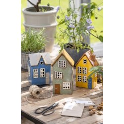 Nyhavn hus t/ fyrfadslys <br><br> grn med brun dr <br><br>