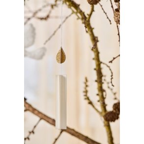 Lys t/ ophng <br><br> m/ flamme i glitter <br><br> Papir <br><br>