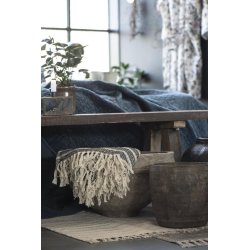 Plaid <br><br> creme/mrkegr m. stribemnster <br><br> 