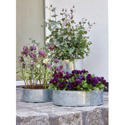 Rund plantebakke <br><br> galvaniseret <br><br> Mini - 25 x H9 cm