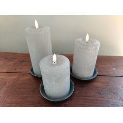 LED rustik bloklys <br><br>  7,6 / h10 cm <br><br> gr <br><br> m. timer <br> <br> 