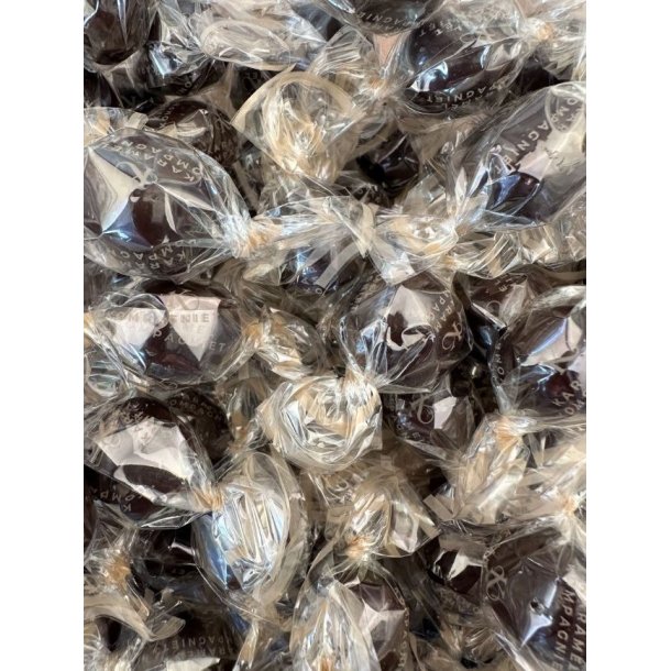 Karamel Kugler <br><br> karamel m/ Ls Sydesalt <br> med <br> mrk chokolade <br><br> 100 g<br><br>