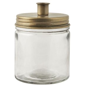 Glas stage til bedelys <br><br> gylden <br><br> 