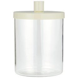 Holder i glas med lg <br><br> til bedelys <br><br> creme <br><br>