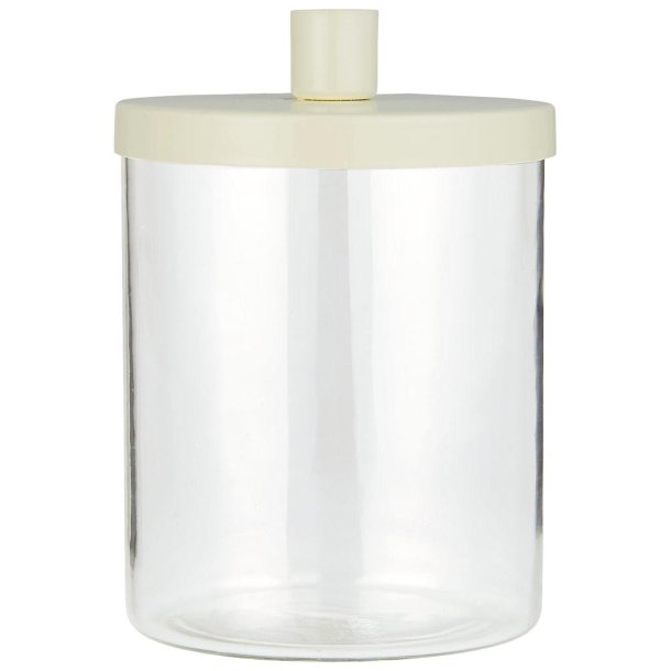 Holder i glas med lg <br><br> til bedelys <br><br> creme <br><br>