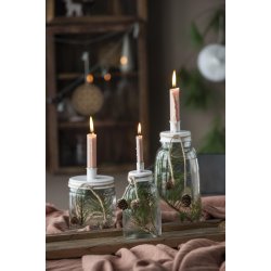 Glas stage til bedelys <br><br> hvid <br><br> 