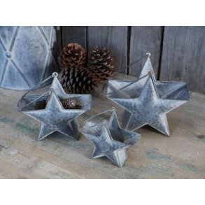 Stjernekurv m. hank <br><br> lille <br><br> antique zink <br><br> 