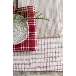 Charlie viskestykke <br><br> 50 x 70 cm <br><br> beige m. rde striber